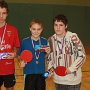 Stolní tenis 4.12.2012 Vítězové mladší žáci zleva Zeman J. 2.místo  Čáp D. 1.místo Březina T. 3.místo